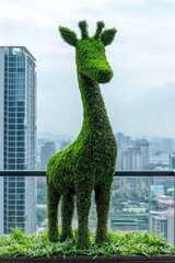 Create a rooftop meditation garden with serene topiary animals.