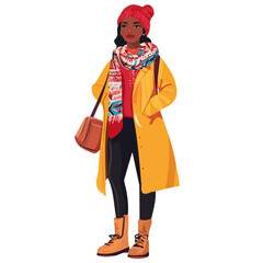 Kenyan Women's Winter Wear | Cultural Outfit Vector Illustration & Style Guide
