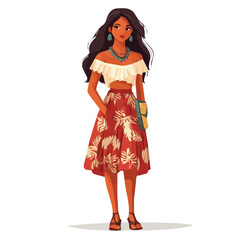 Kiribati Women's Summer Attire | Traditional Vector Fashion Illustration
