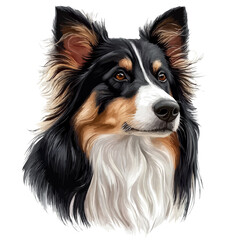 Collie Head Vector Illustration | Loyal and Elegant Dog Breed Art  
