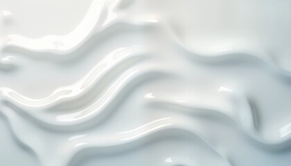 Obraz premium White smooth water surface with soft waves, ripples. Abstract texture of creamy, translucent liquid. Elegant, soothing background for spa products beauty concept. Top view. Panoramic image perfect