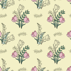 Seamless pattern with tulips