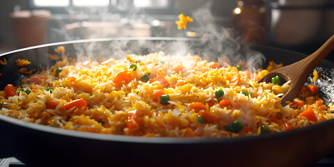 Savory Comfort Food: Vibrant Fried Rice with Fresh Vegetables and Aromatic Spices – A Delicious Home-Cooked Meal Perfect for Family Gatherings and Healthy Eating