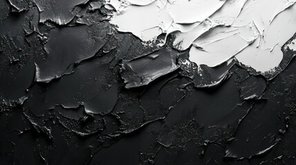 Fototapeta premium Textured black and white paint strokes, abstract background