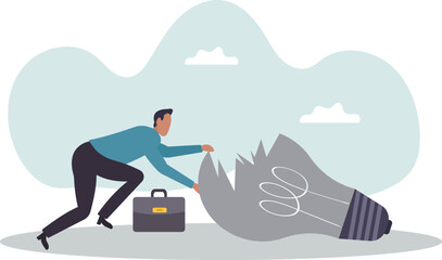 Uninspired or motivation after business failure, burnout or exhausted from crisis, no new idea or inspiration.business concept.flat character.
