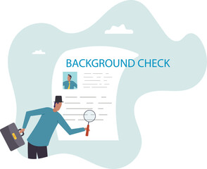 Background check for employment or recruitment, criminal or drug check on candidate or employee, work experience or career history .business concept.flat character.