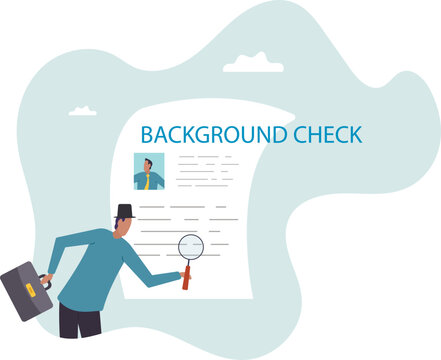 Background check for employment or recruitment, criminal or drug check on candidate or employee, work experience or career history .business concept.flat character.
