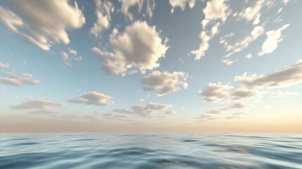Fototapeta premium Peaceful Ocean Sunset: A Serene Seascape Under a Cloudy Sky