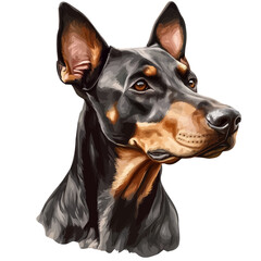 Doberman Pinscher Head Vector Illustration | Strong and Elegant Dog Art  
