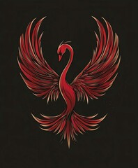 Floral Tattoo Illustration with Tribal Phoenix Pattern and Nature Elements