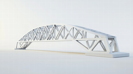 Detailed 3D render of bridge structure showcasing modern design and engineering. bridge features sleek, white framework with triangular supports, emphasizing strength and elegance