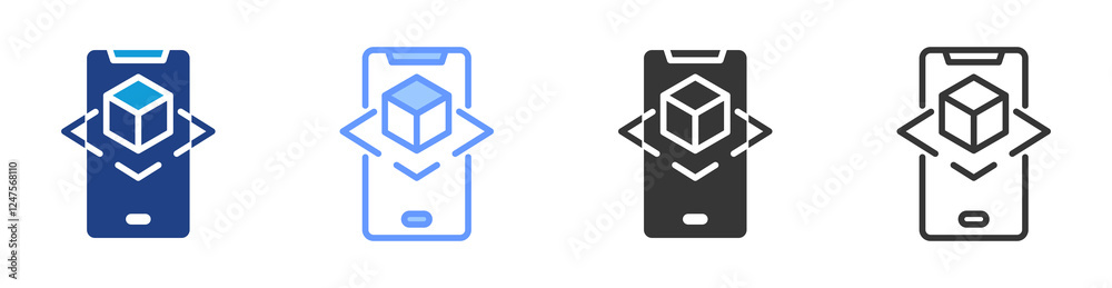 Poster augmented reality icon set multiple style collection