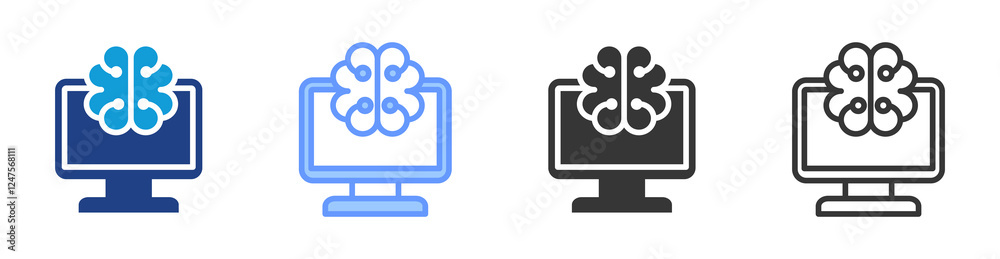 Poster Brain Computer Interface icon set multiple style collection