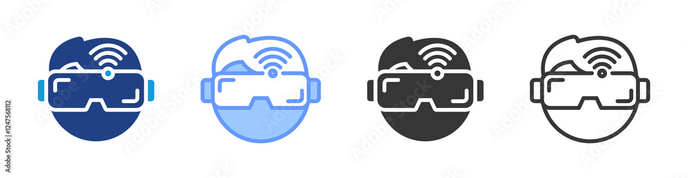 Aufkleber virtual reality icon set multiple style collection