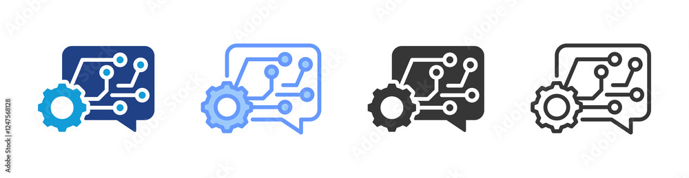 Poster Natural Language icon set multiple style collection