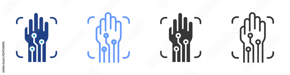 Poster Gesture Recognition icon set multiple style collection