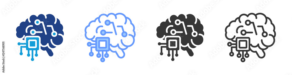 Poster Semantic System icon set multiple style collection