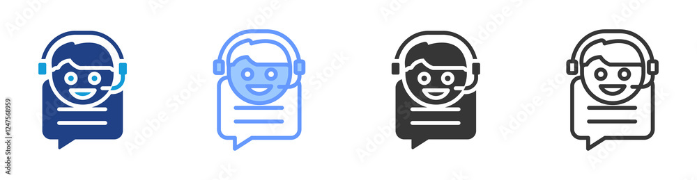 Poster Virtual Assistant icon set multiple style collection