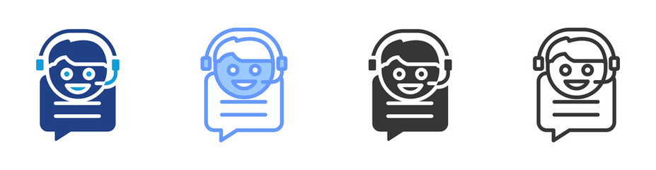 Virtual Assistant icon set multiple style collection