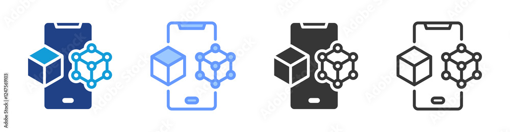 Poster Digital Twins icon set multiple style collection