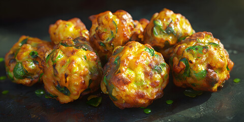 Savory Golden-Brown Meatballs: Crispy Herb-Garnished Comfort Food for Appetizing Culinary Experiences, Flavorful Homemade Baked or Fried Dish, Perfect Protein Snack for Family Meals and Parties