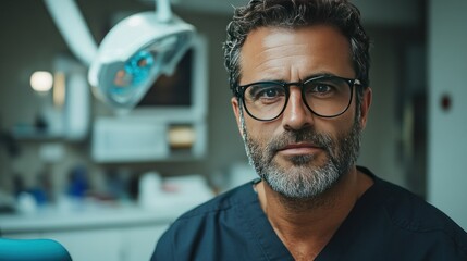 Fototapeta premium Portrait of a Confident Male Dentist in His Office