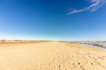 Seaside beach landscape view at Espiguette, Camargue, france in early spring