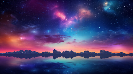 Naklejka premium Starry Night Sky Background with Galaxies and Sparkling Stars