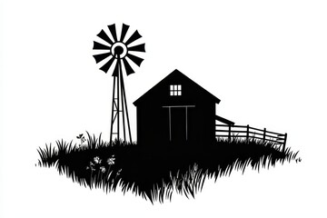 windmill silhouette vector
