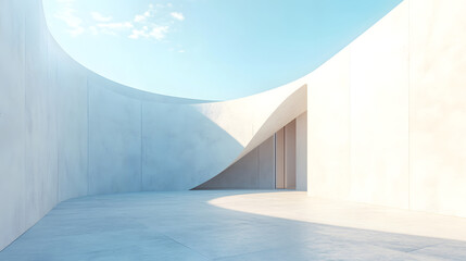 Contemporary Architectural Design with Curved Walls and Minimalist Aesthetic