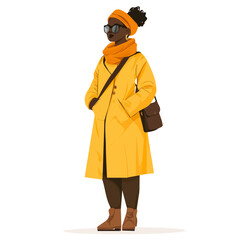 Senegal Woman Winter Clothes Vector Illustration | Elegant and Cozy Seasonal Fashion Artwork  
