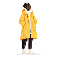 Senegal Woman Winter Clothes Vector Illustration | Elegant and Cozy Seasonal Fashion Artwork  
