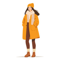 Serbia Woman Winter Clothes Vector Illustration | Elegant and Warm Seasonal Fashion Artwork  
