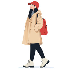 Singapore Woman Winter Clothes Vector Illustration | Stylish and Cozy Seasonal Fashion Artwork  
