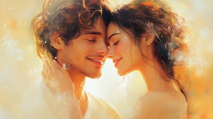 Sweet lover kisses lightly in an instant