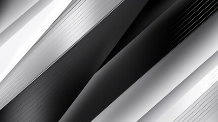 Obraz premium Black white light gray silver abstract pattern background. Geometric shape. Line stripe corner angle facet triangle fold. Color gradient.