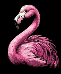 Fototapeta premium Elegant Flamingo and Swan Portrait by the Serene Lake in Nature's Beauty