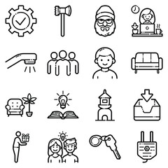 Essential Flat Icon Set Isolated On White Background