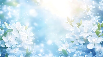 Spring blossoms, sunny garden, bokeh background, nature greeting card