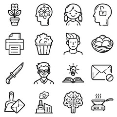 Essential Flat Icon Set Isolated On White Background