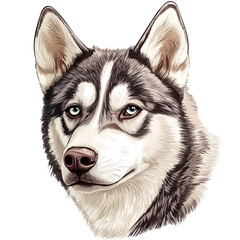 Husky Head Vector Illustration | Intelligent Canine Artwork for Logos & Prints  
