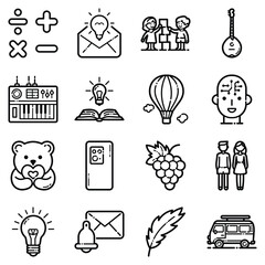 Essential Flat Icon Set Isolated On White Background