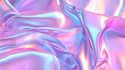 Fototapeta premium A smooth, iridescent fabric with pastel colors, creating a dreamy, soft texture.