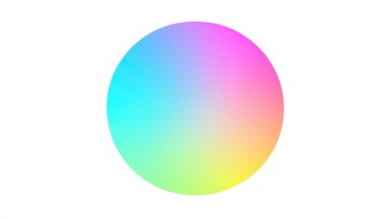 A vibrant gradient circle blending colors from blue to pink and yellow.