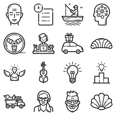 Essential Flat Icon Set Isolated On White Background