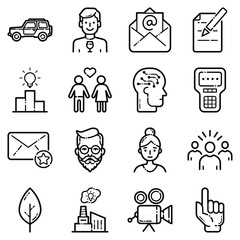 Essential Flat Icon Set Isolated On White Background