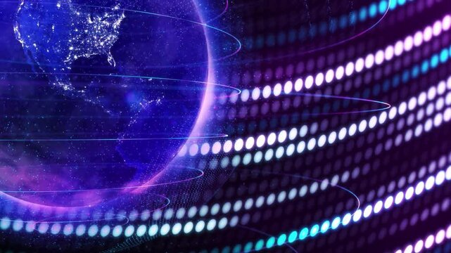 A depiction of a planet enveloped in layers of modern information environment