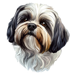 Lhasa Apso Head Vector Illustration | Adorable Toy Dog Artwork for Logos & Prints  
