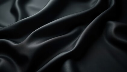 Fototapeta premium Deep black nylon, glossy finish, refined texture, rich, shadow, subtle