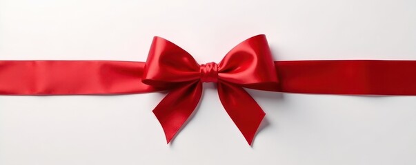 Elegant red satin ribbon tied in a perfect bow , love, texture